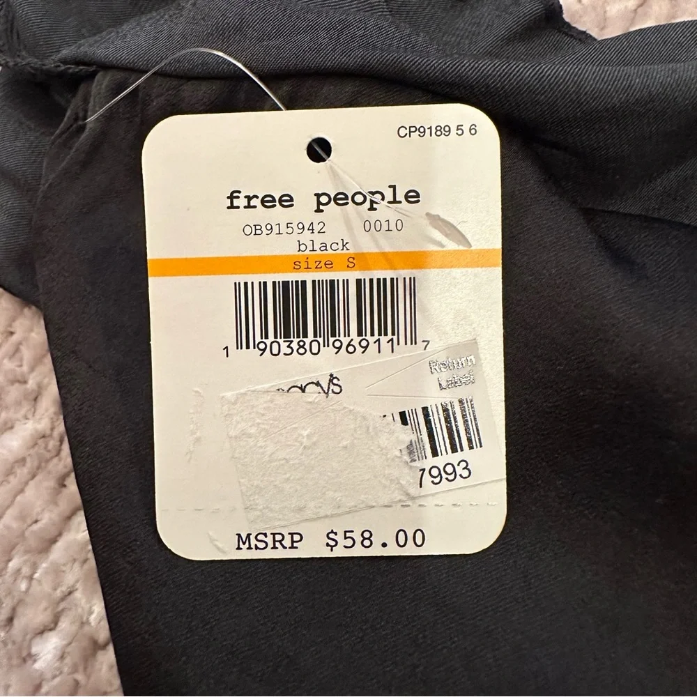 Free People Not Tired Black Satin Bodysuit